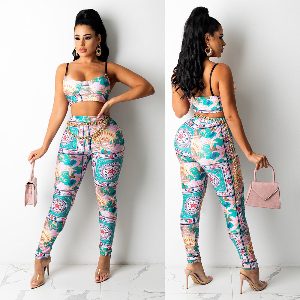 Print Pants Two-piece Set
