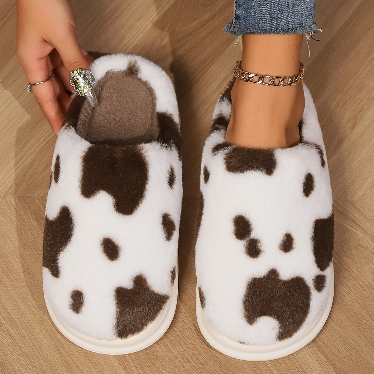 Plush Cow Slippers