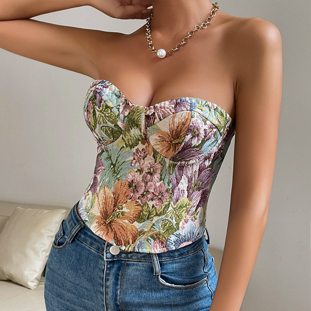 Floral Print Corset