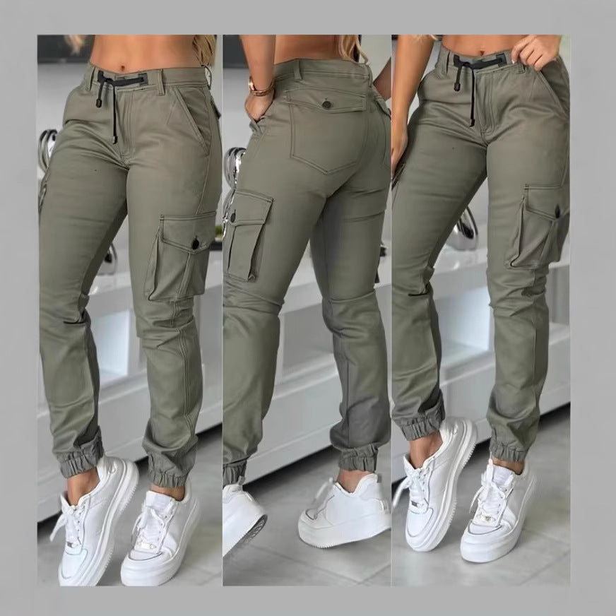 Army Green Slim Cargo Trousers