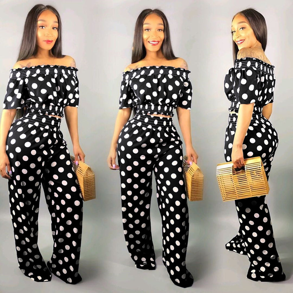 Polka-dot Two-piece Pants Set