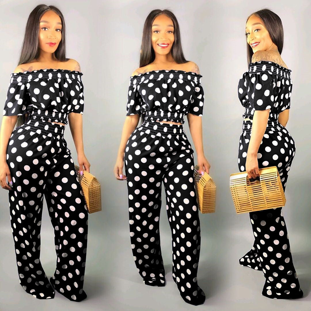 Polka-dot Two-piece Pants Set