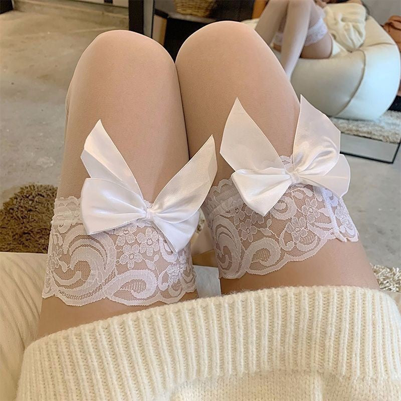 Lace Bow Knee Socks