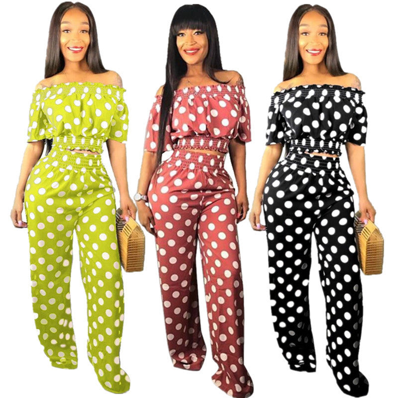 Polka-dot Two-piece Pants Set