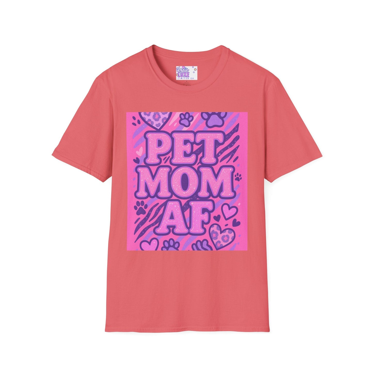 Pet Mom AF Unisex Softstyle Glam Tee - Cute Animal Lover Gift