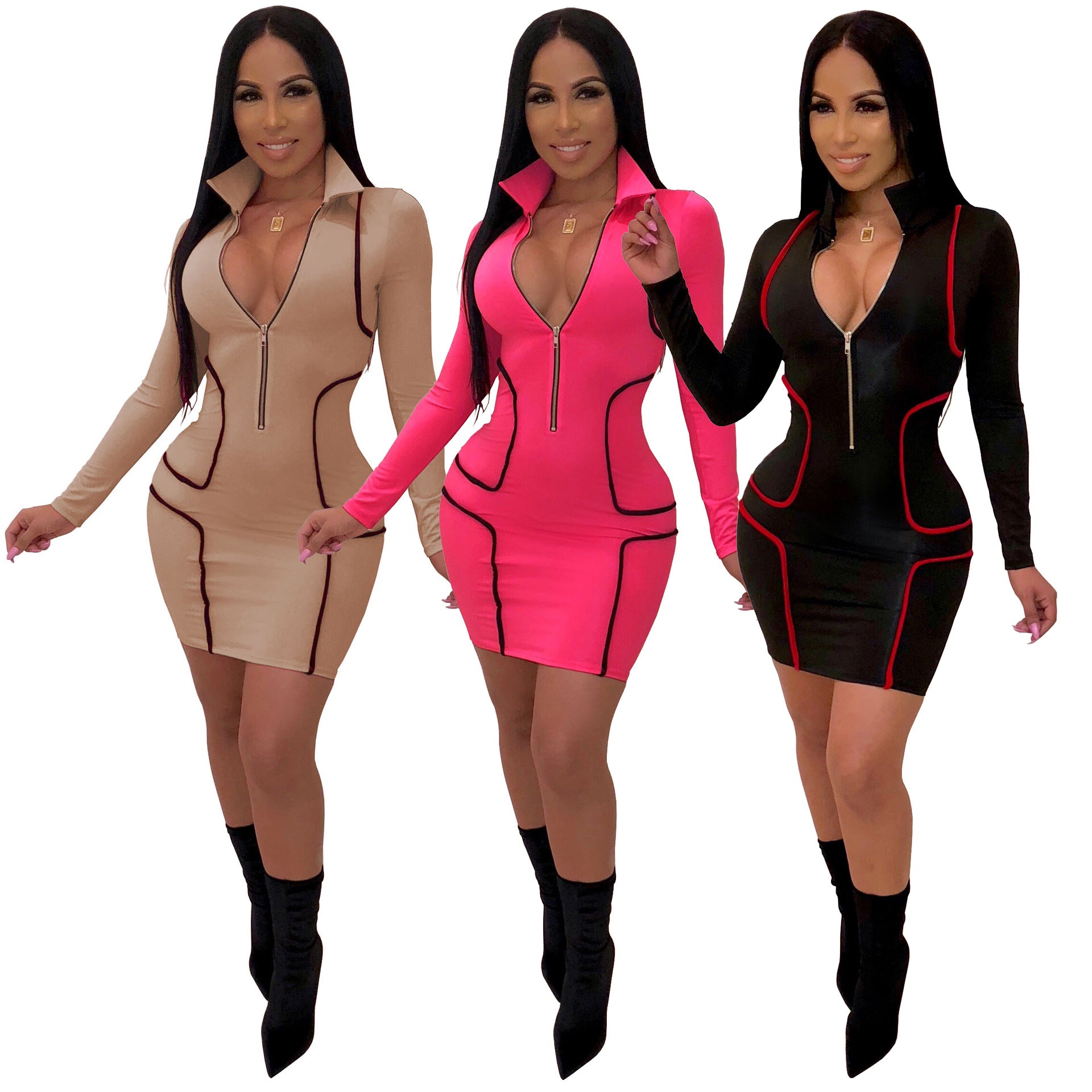 V-neck Bodycon Dress