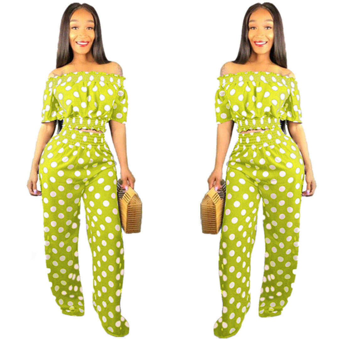 Polka-dot Two-piece Pants Set