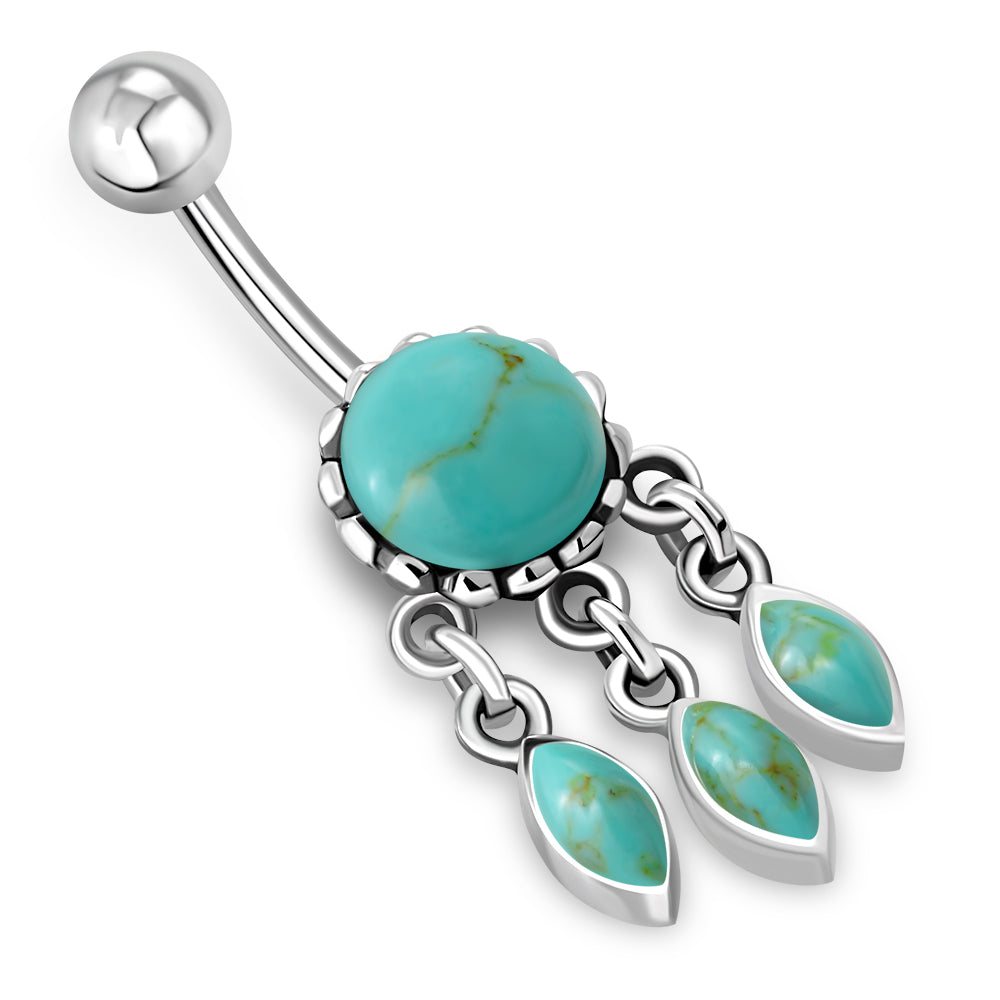 Turquoise Drop Dangling Belly Ring