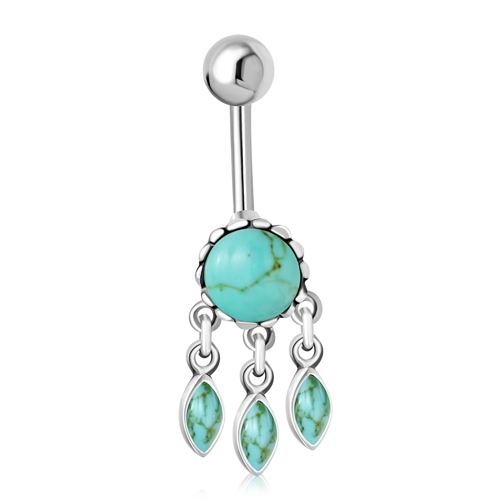Turquoise Drop Dangling Belly Ring