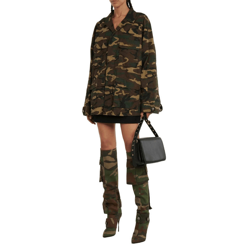 Over-the-knee Camouflage Stiletto