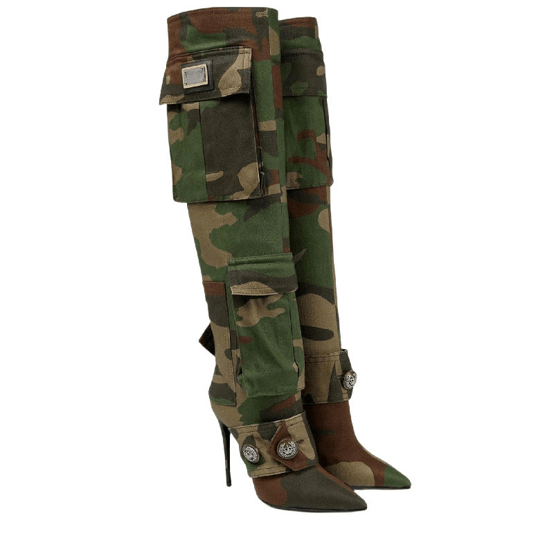 Over-the-knee Camouflage Stiletto