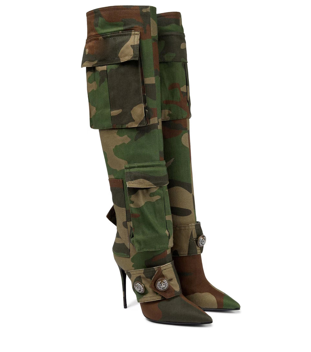 Over-the-knee Camouflage Stiletto