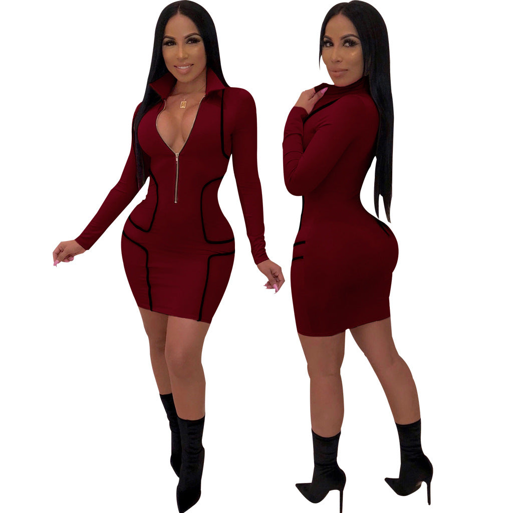 V-neck Bodycon Dress