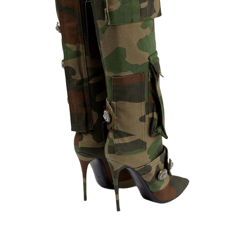 Over-the-knee Camouflage Stiletto