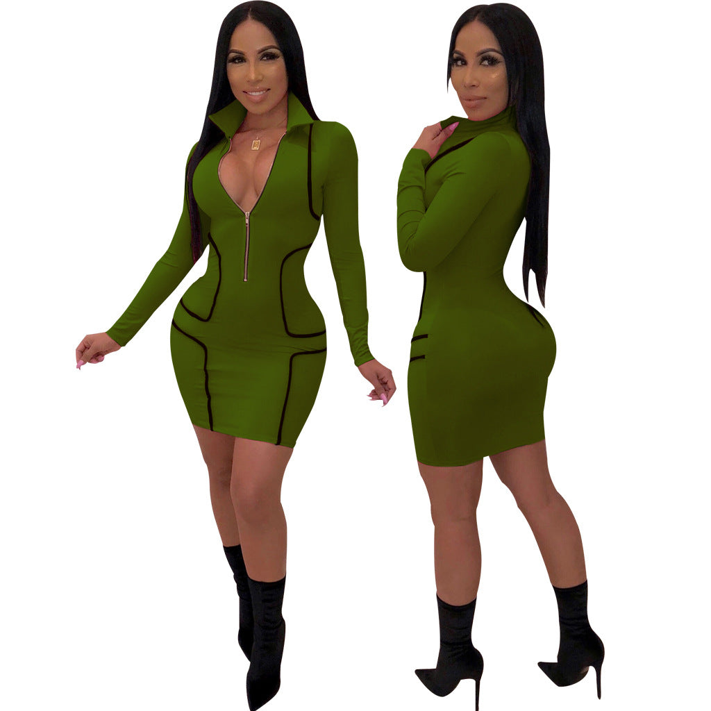 V-neck Bodycon Dress