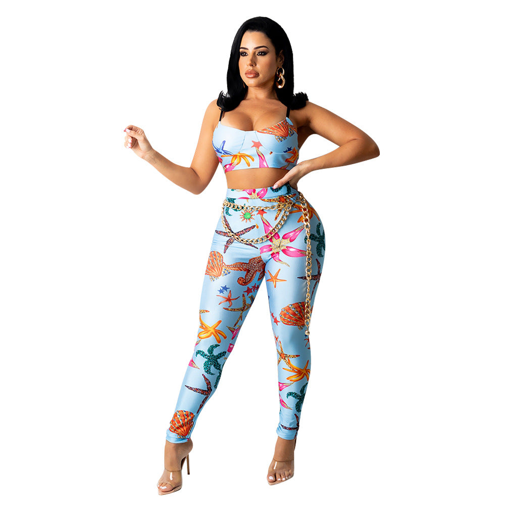 Print Pants Two-piece Set