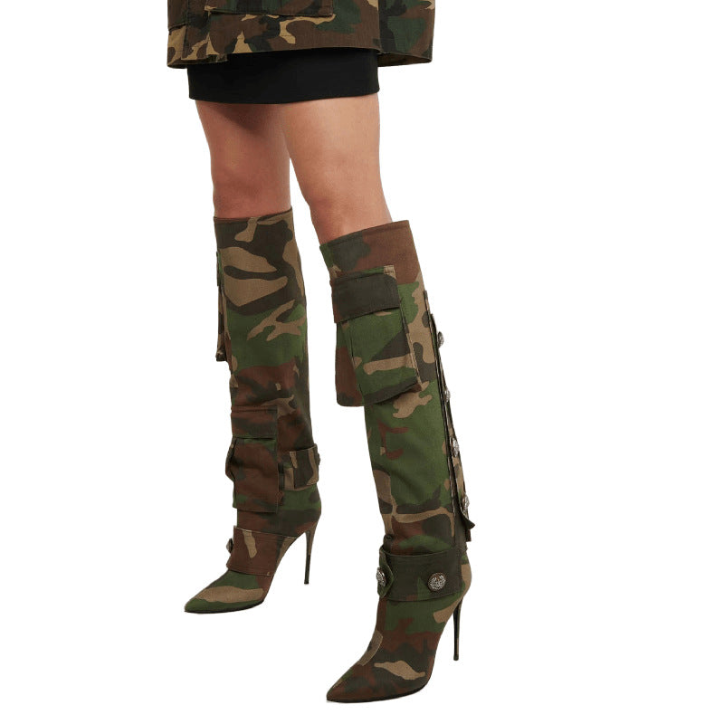 Over-the-knee Camouflage Stiletto