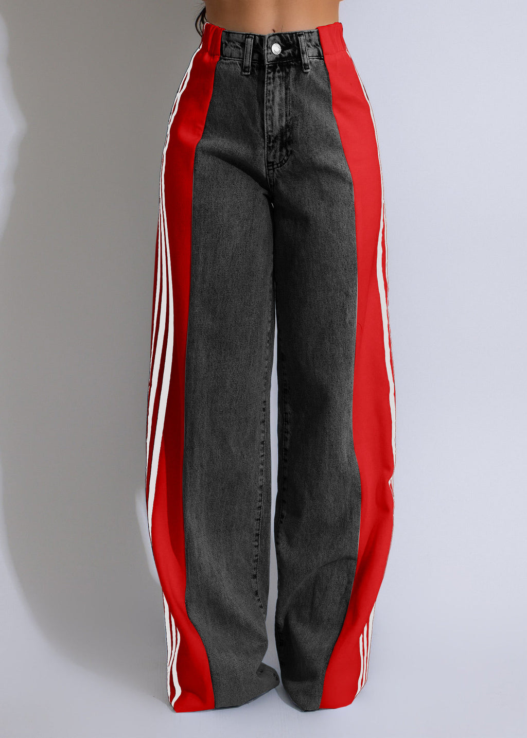 High Waist Three Stripe Patchwork Streetwear