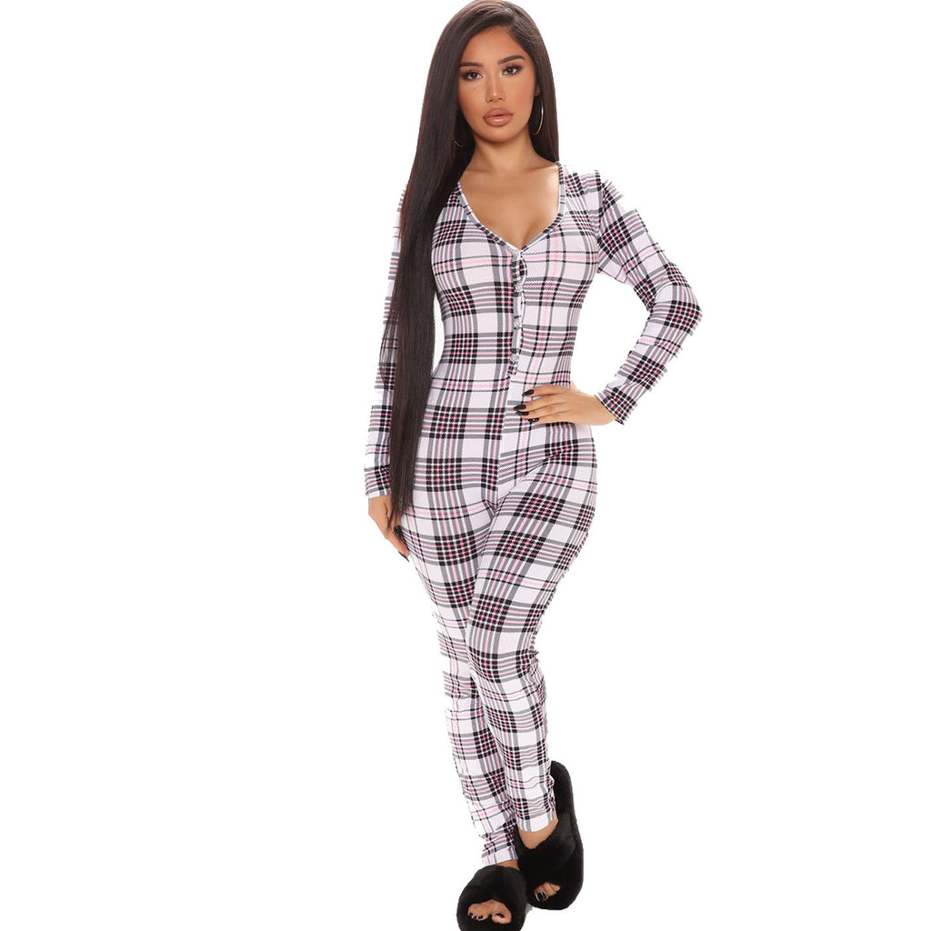 Plaid Print Long Sleeve Pajamas