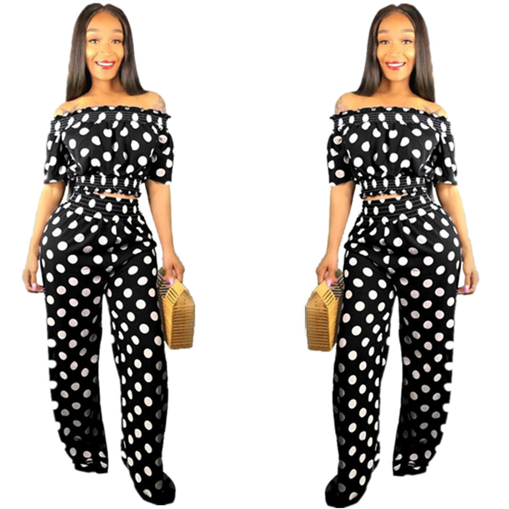 Polka-dot Two-piece Pants Set