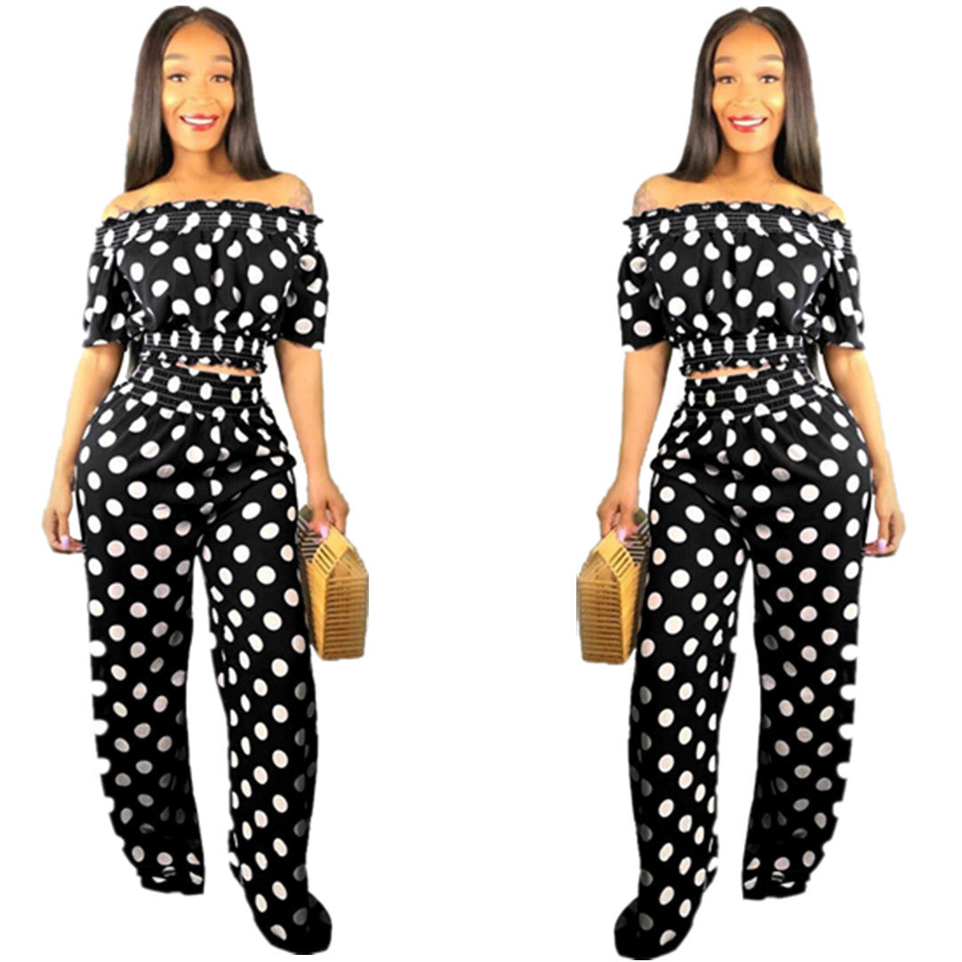 Polka-dot Two-piece Pants Set