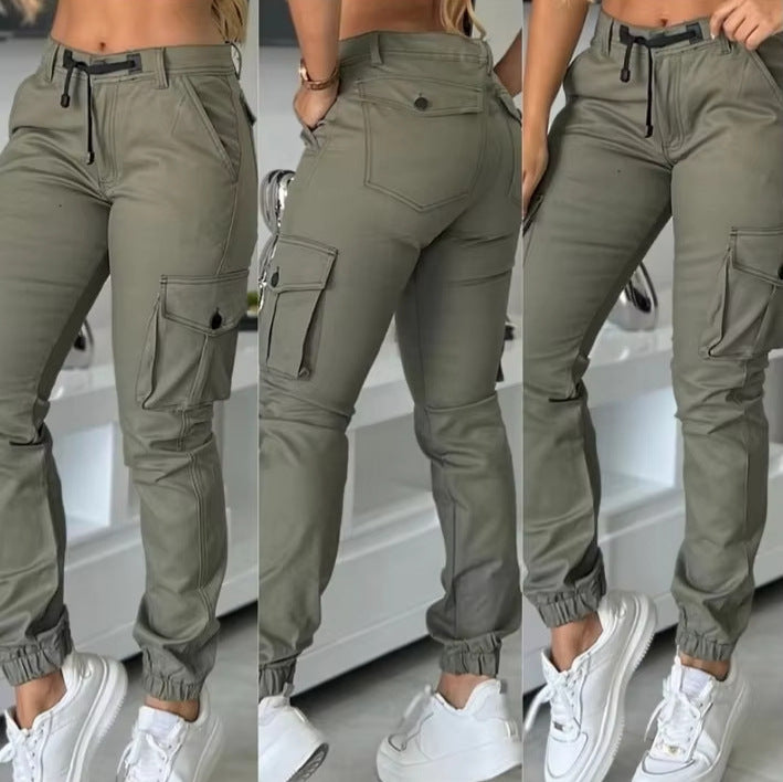 Army Green Slim Cargo Trousers