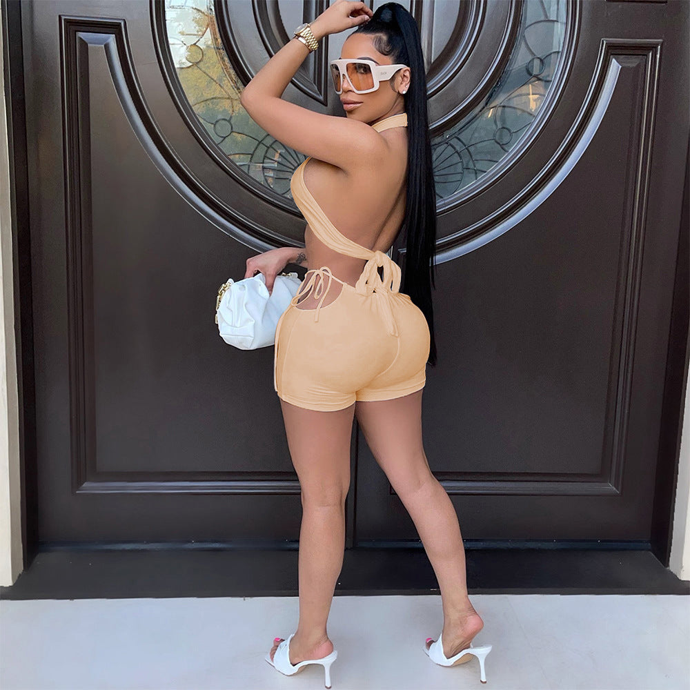 Sexy Halter Wrapped Shorts Women Suit