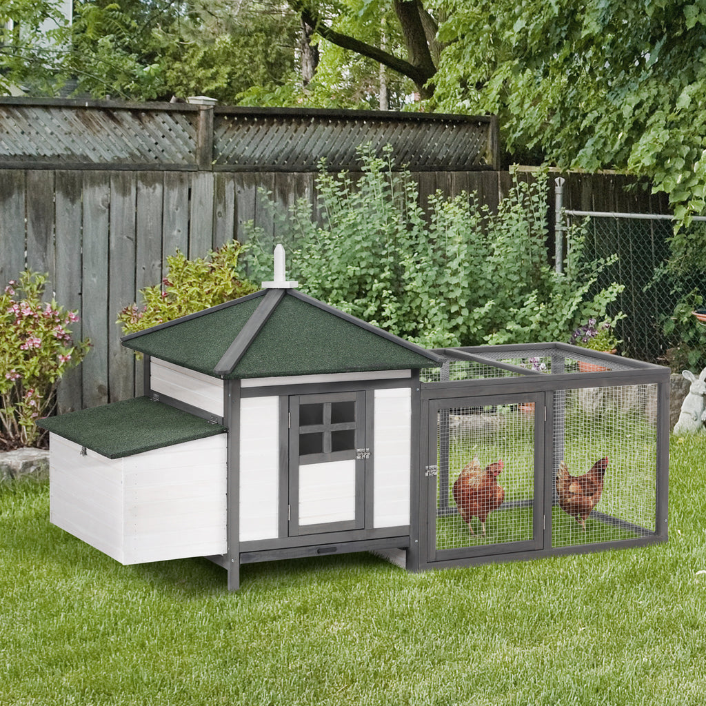 Wooden Chicken Coop 77 Inch With Weatherproof Roof