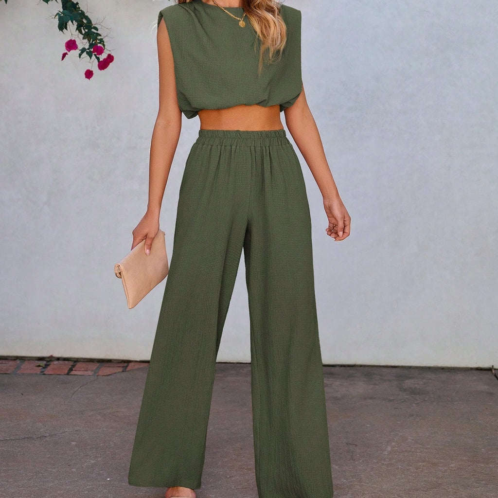 Sleeveless Top And Long Pants 2-Piece Set