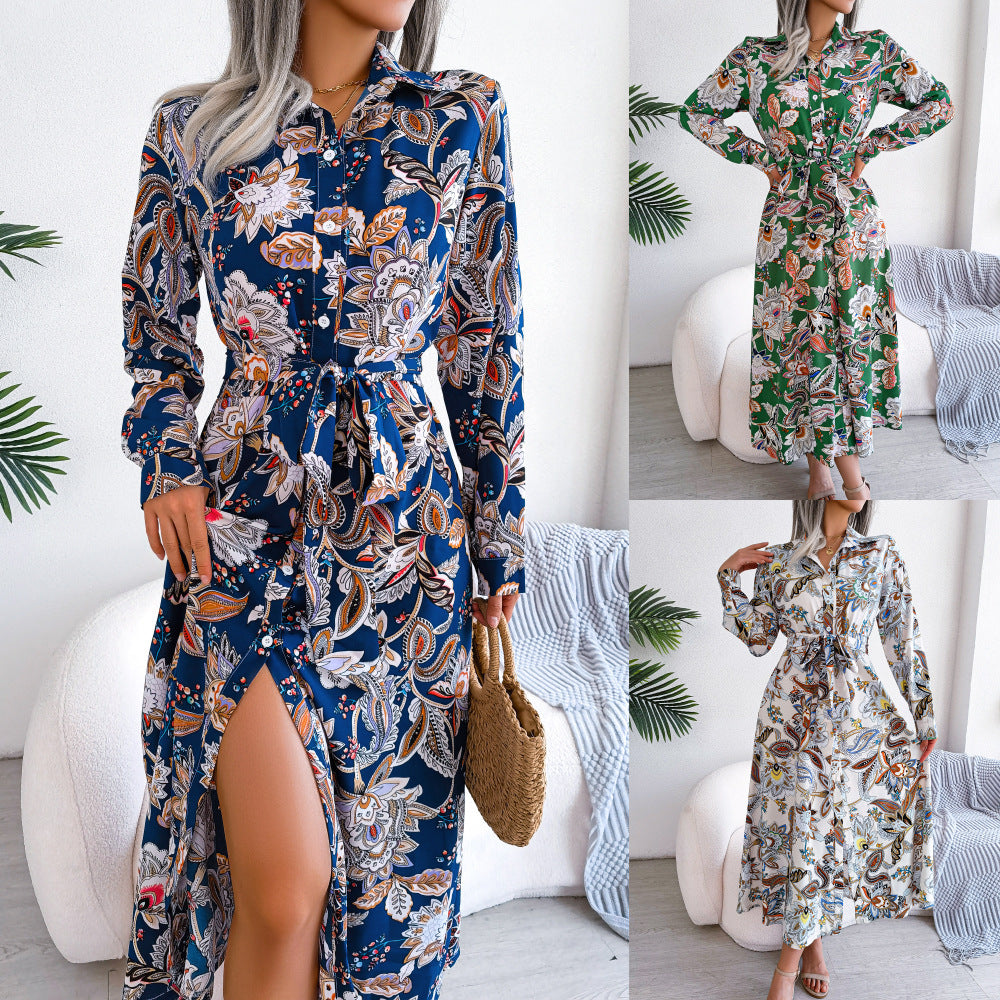 Retro Floral Full Sleeve Dress