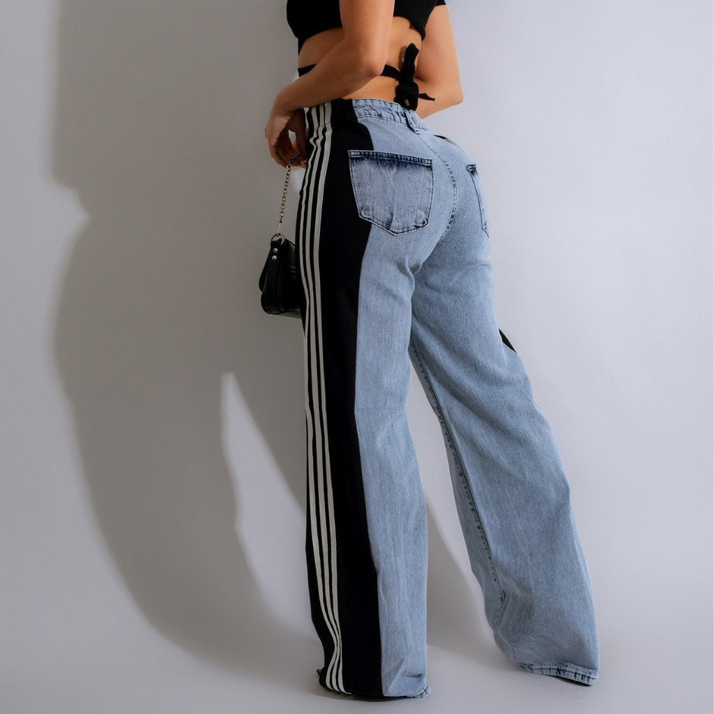 High Waist Three Stripe Patchwork Streetwear