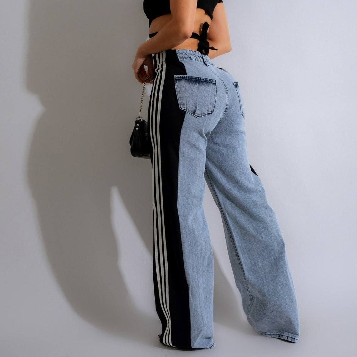 High Waist Three Stripe Patchwork Streetwear