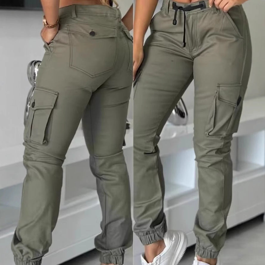 Army Green Slim Cargo Trousers