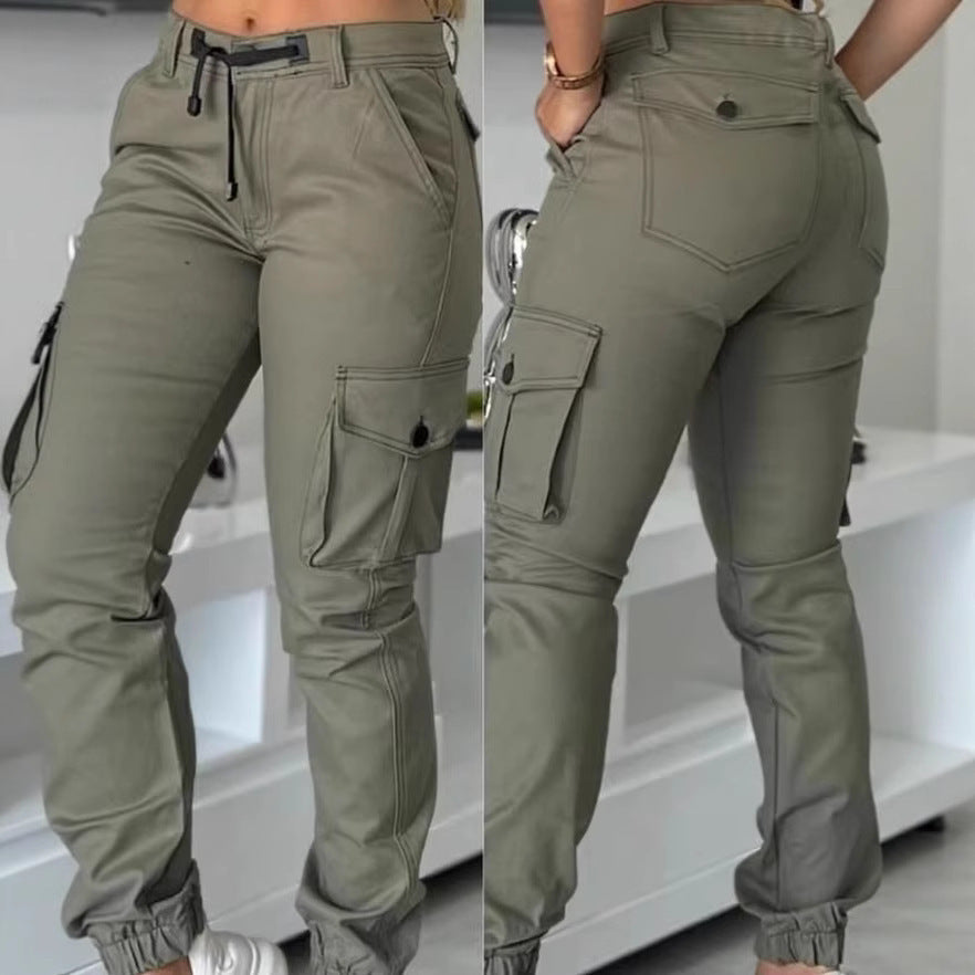 Army Green Slim Cargo Trousers
