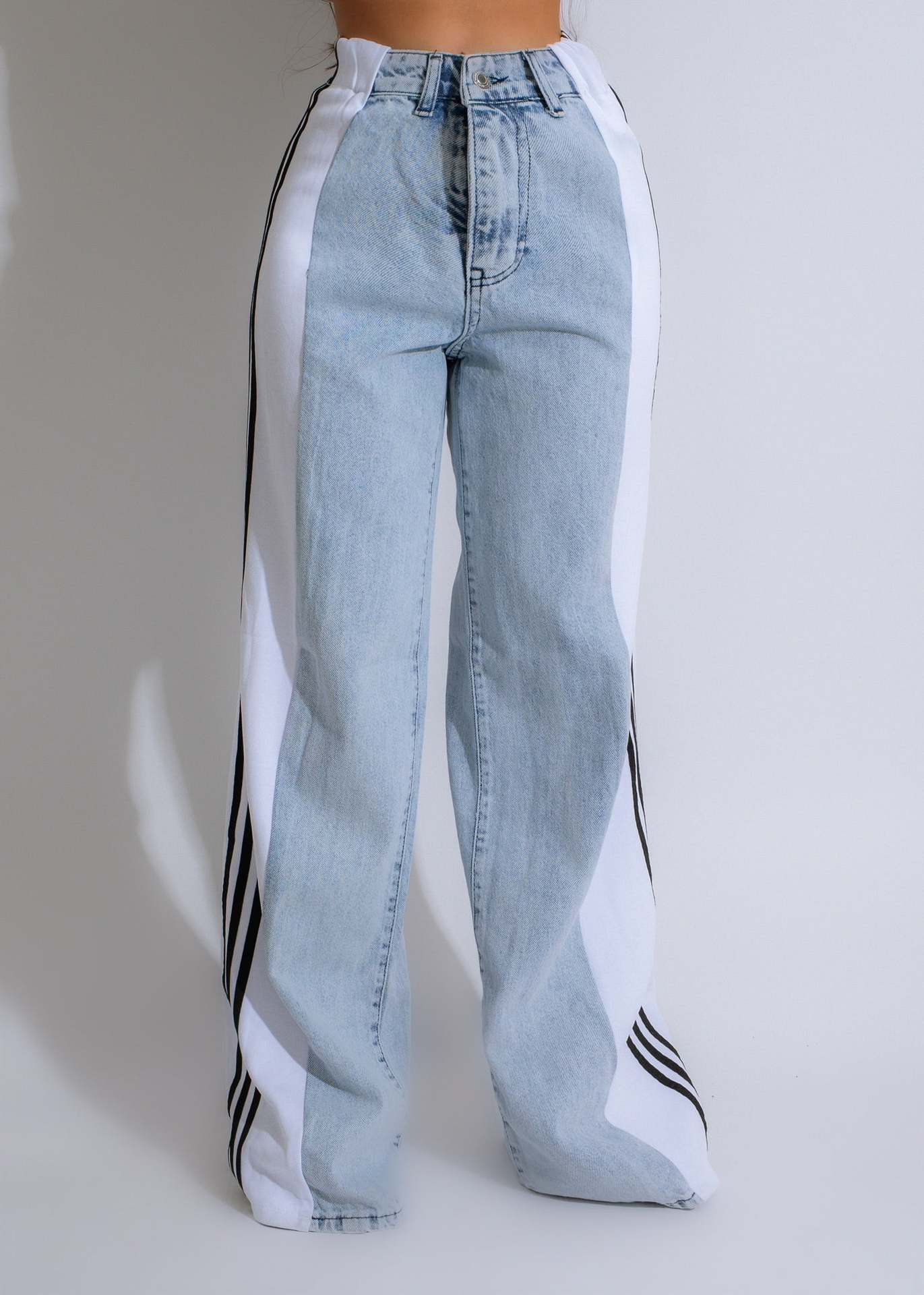 High Waist Three Stripe Patchwork Streetwear