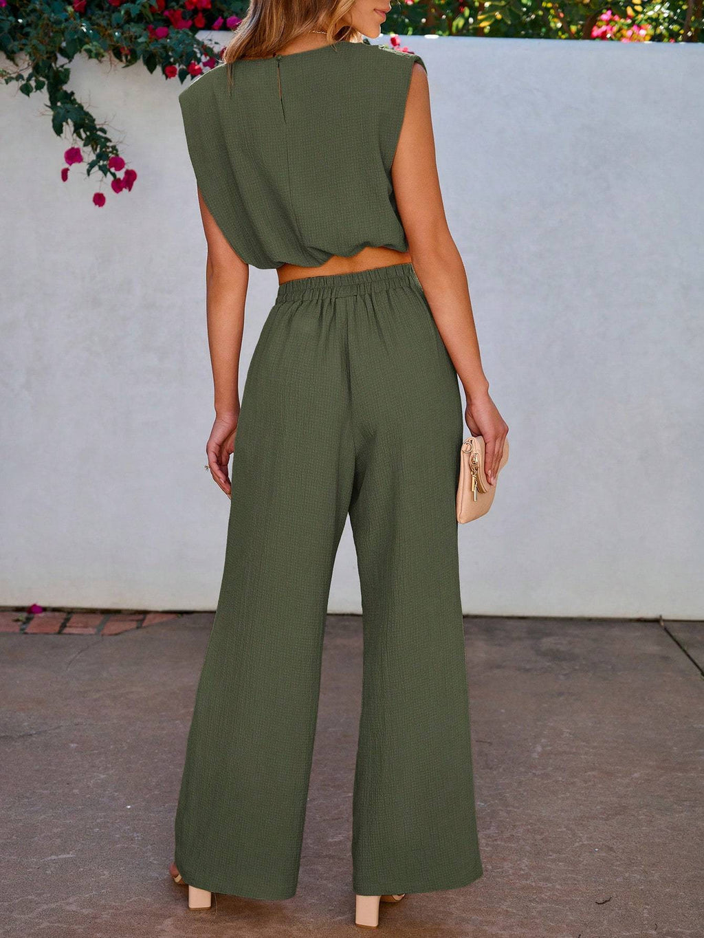 Sleeveless Top And Long Pants 2-Piece Set