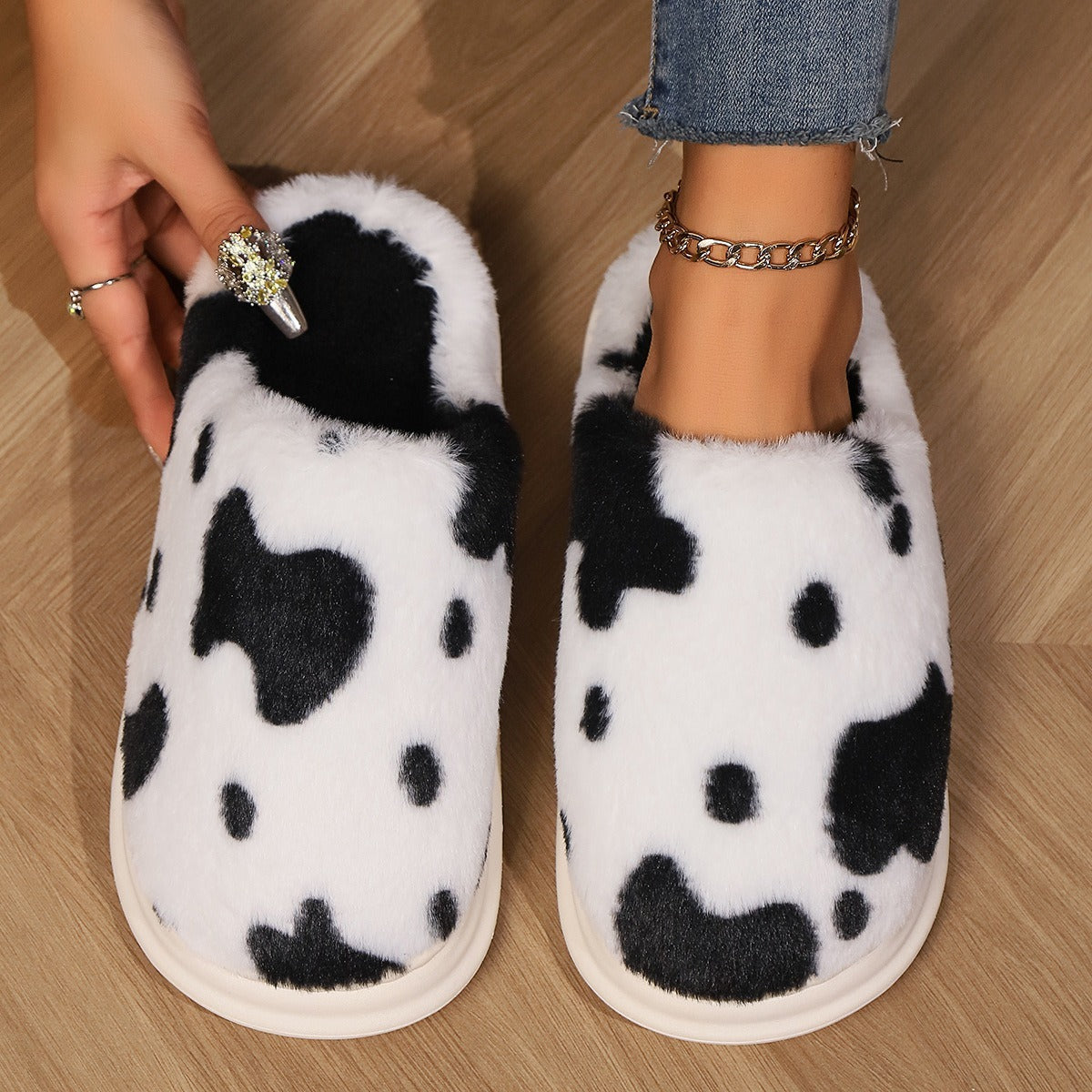 Plush Cow Slippers
