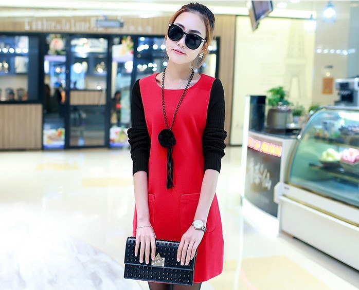 Korean Mid-length Plus Velvet Padded Sweater Dress
