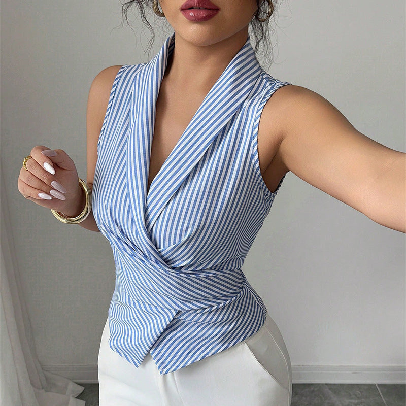 Striped Lace-up Vest